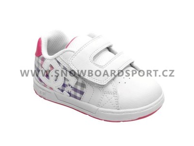 Boty DC Net Velcro Toddlers White Pink Plaid